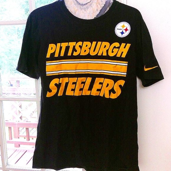 Nike Pittsburgh Steelers Shirt Small Black The Nike Tee Athletic Cut NFL Cotton - Picture 1 of 7